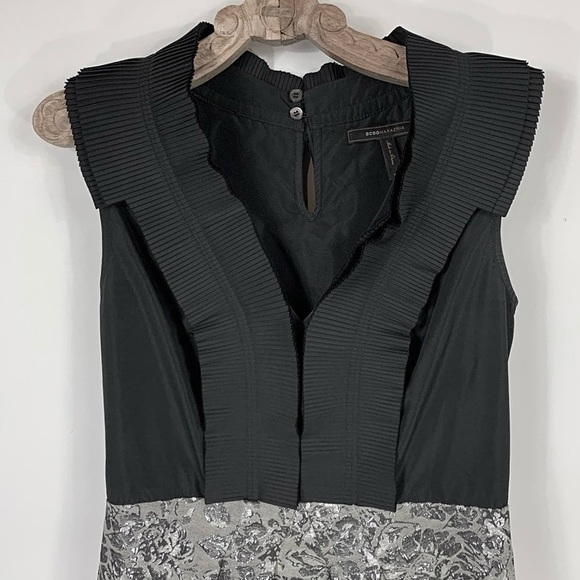 Bcbg MaxAzria dress black and silver brocade - Picture 2 of 6